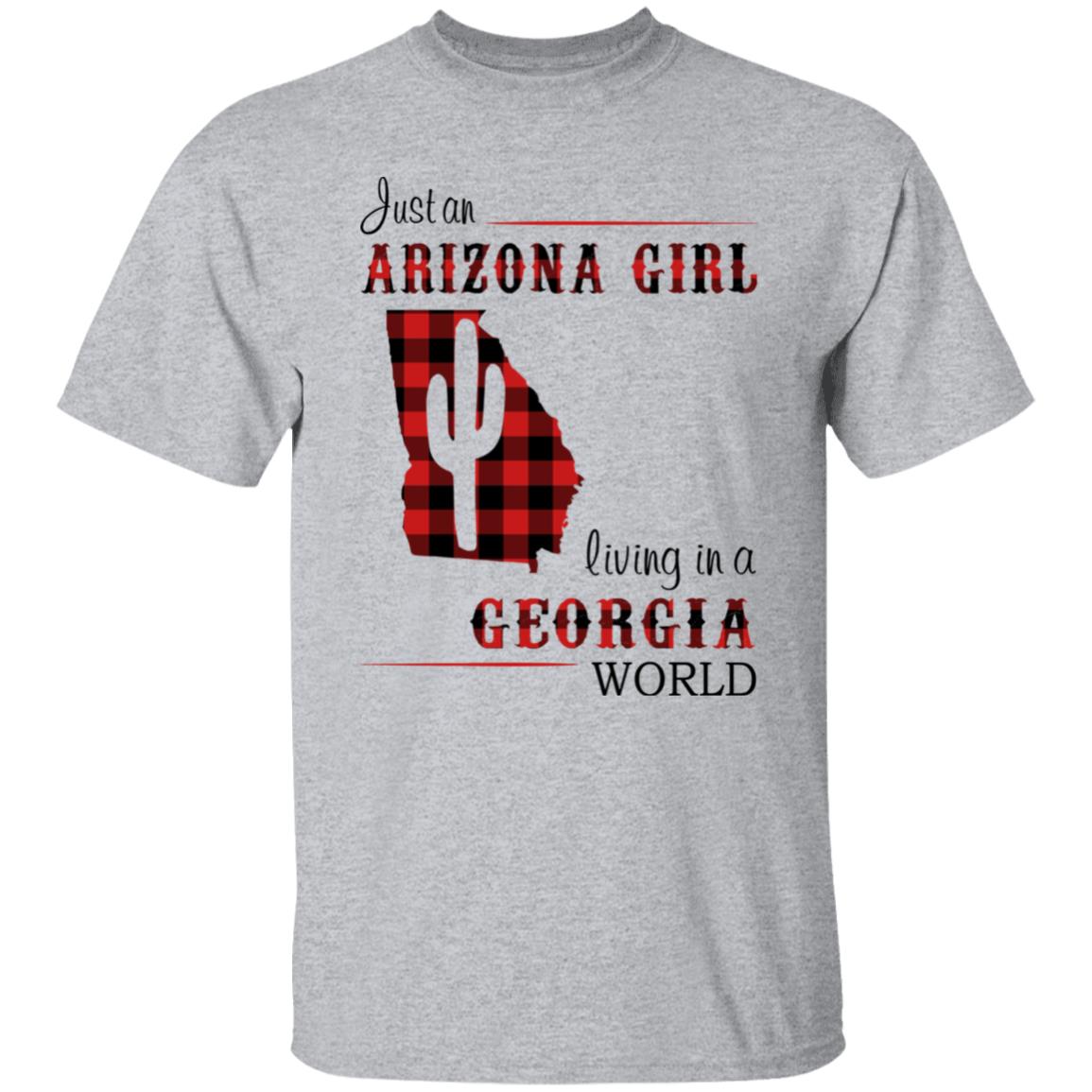 Just An Arizona Girl Living In A Georgia World T-shirt - T-shirt Born Live Plaid Red Teezalo
