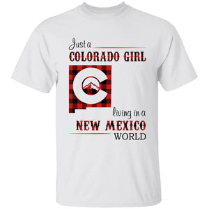 Just A Colorado Girl Living In A New Mexico World T-shirt - T-shirt Born Live Plaid Red Teezalo