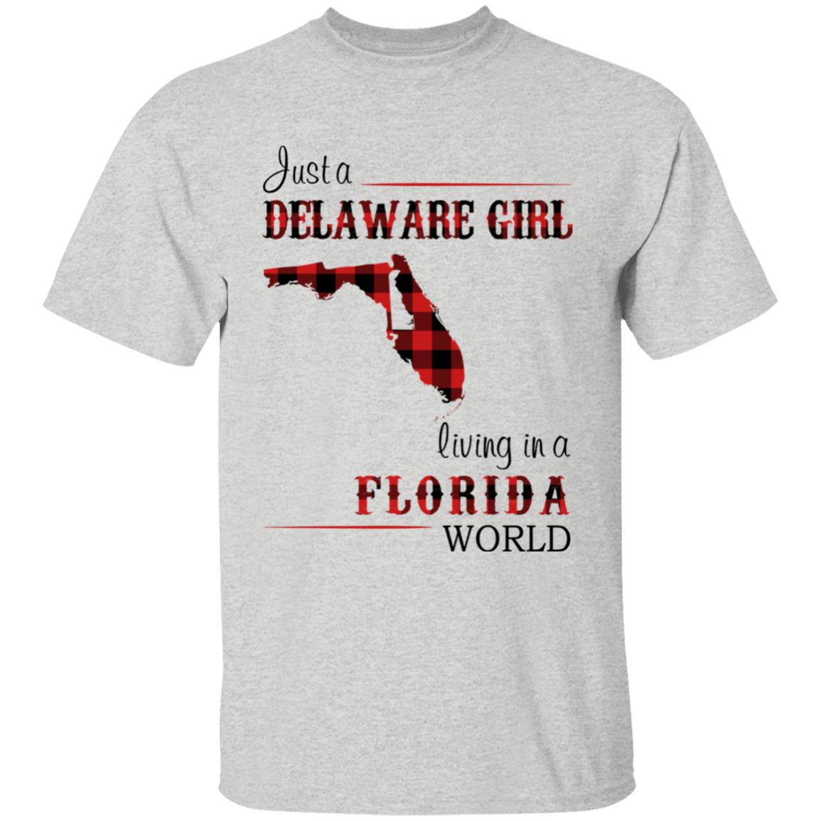 Just A Delaware Girl Living In A Florida World T-shirt - T-shirt Born Live Plaid Red Teezalo