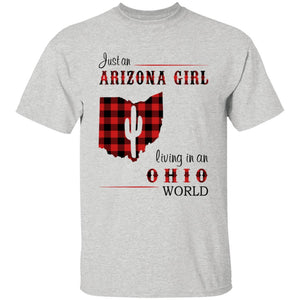 Just An Arizona Girl Living In An Ohio World T-shirt - T-shirt Born Live Plaid Red Teezalo