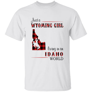 Just A Wyoming Girl Living In An Idaho World T-shirt - T-shirt Born Live Plaid Red Teezalo