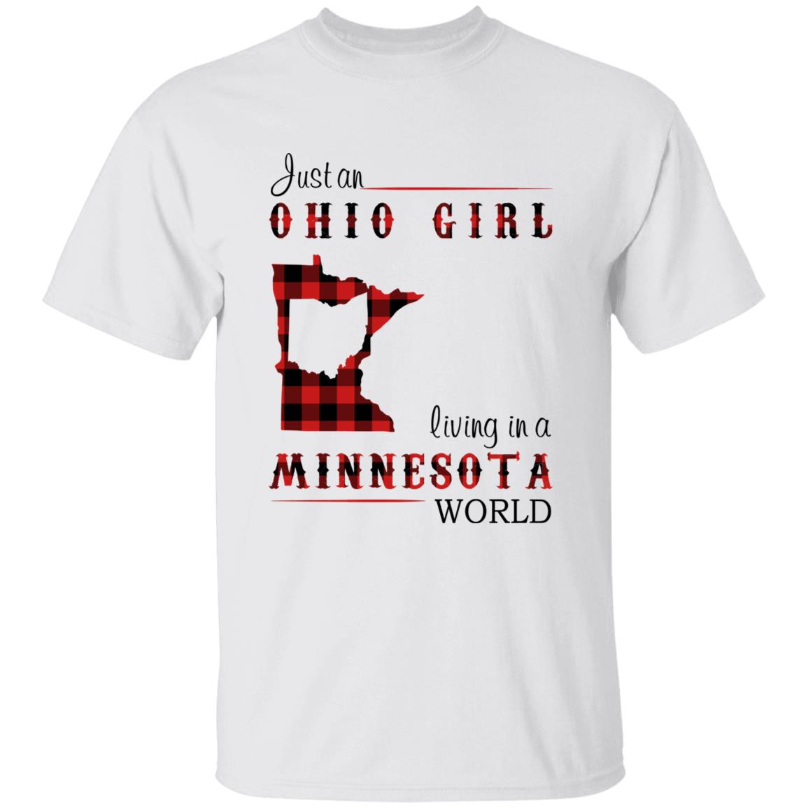 Just An Ohio Girl Living In A Minnesota World T-shirt - T-shirt Born Live Plaid Red Teezalo