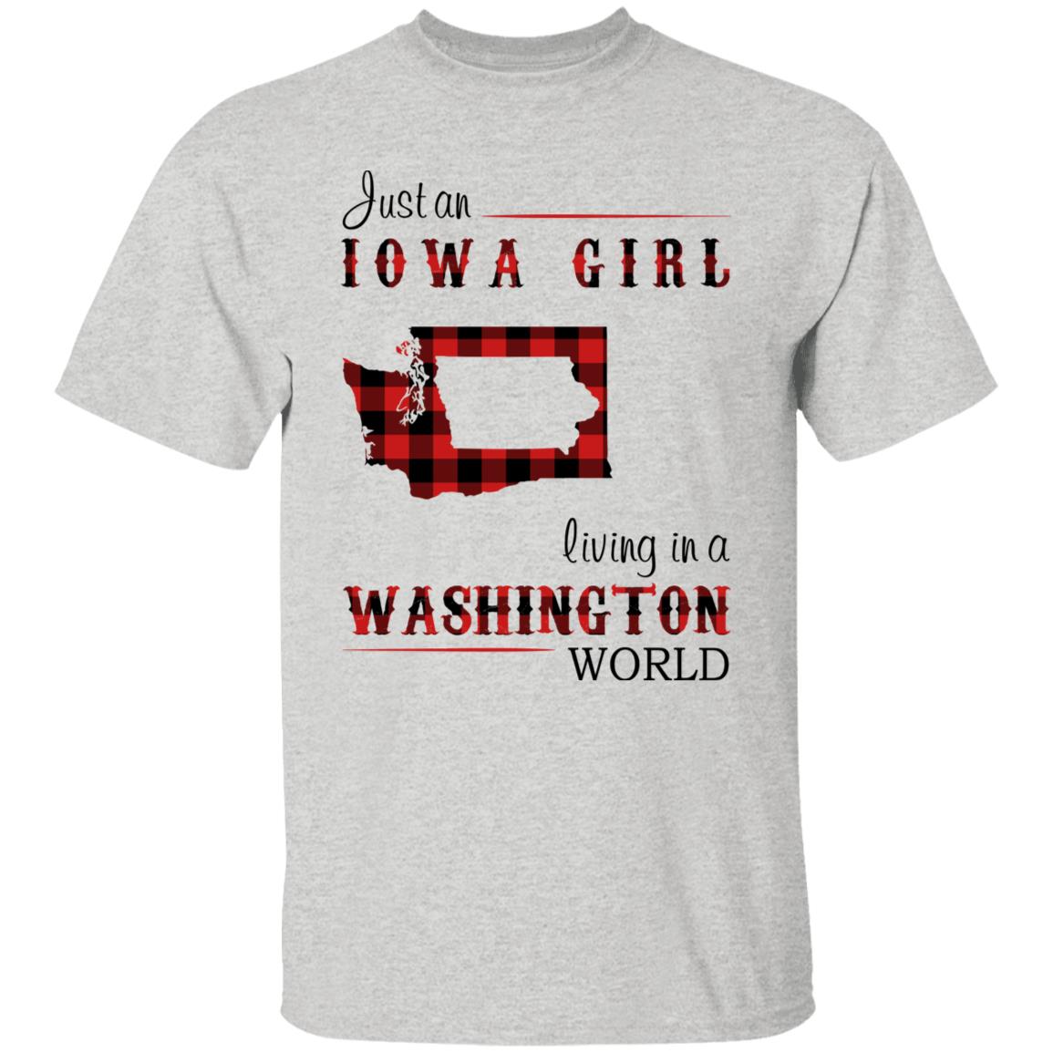 Just An Iowa Girl Living In A Washington World T-shirt - T-shirt Born Live Plaid Red Teezalo