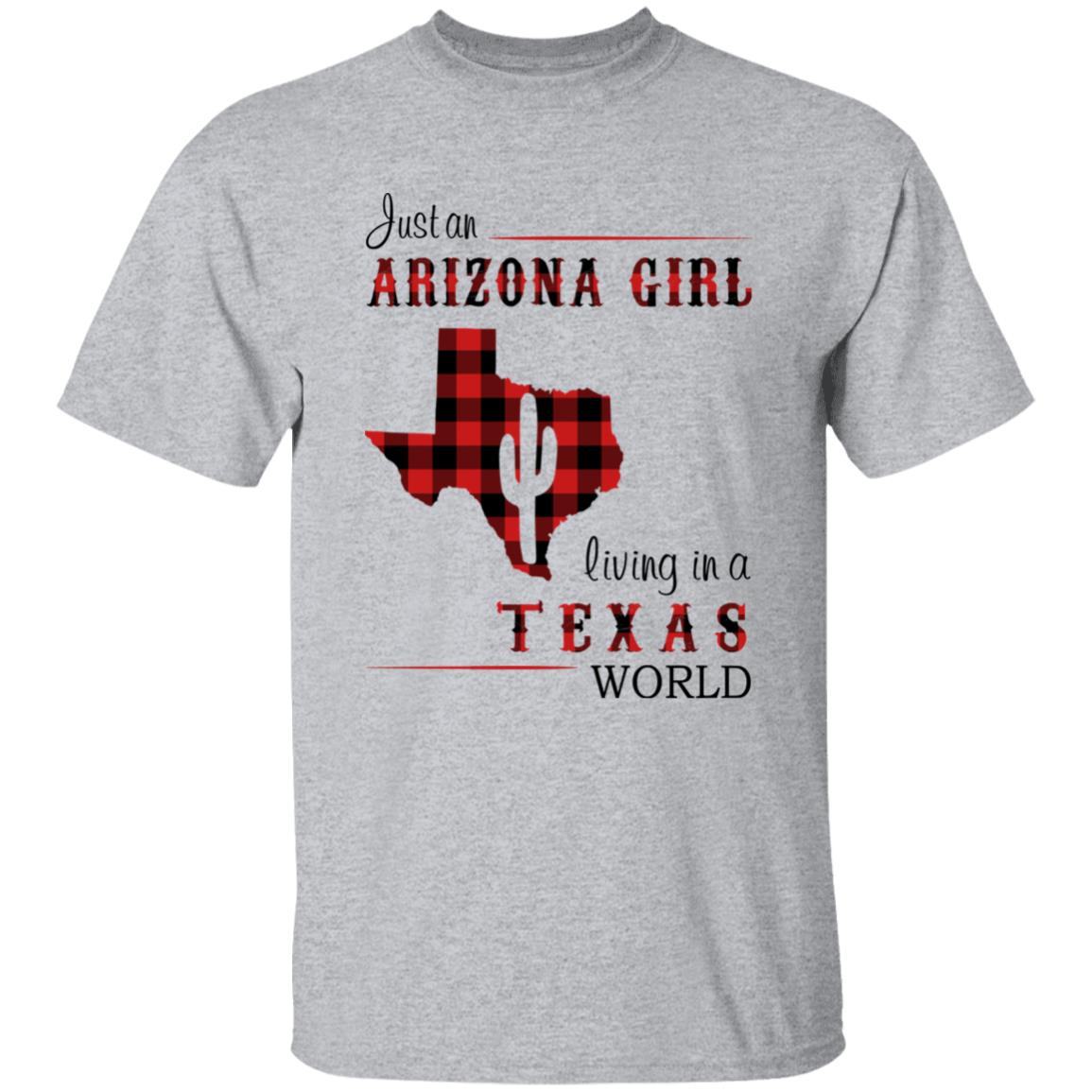 Just An Arizona Girl Living In A Texas World T-shirt - T-shirt Born Live Plaid Red Teezalo