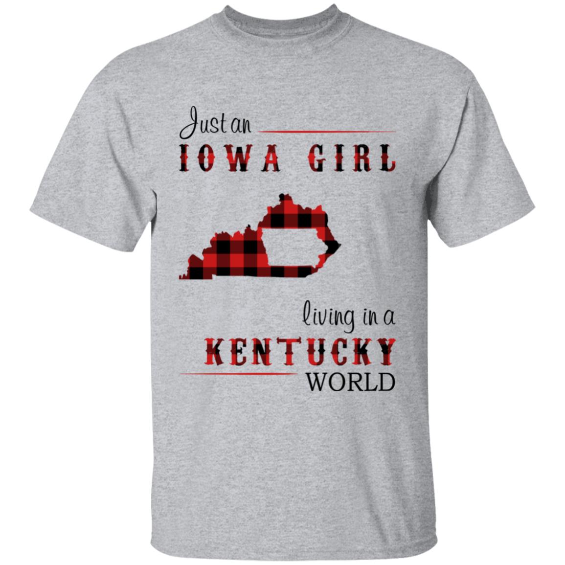 Just An Iowa Girl Living In A Kentucky World T-shirt - T-shirt Born Live Plaid Red Teezalo