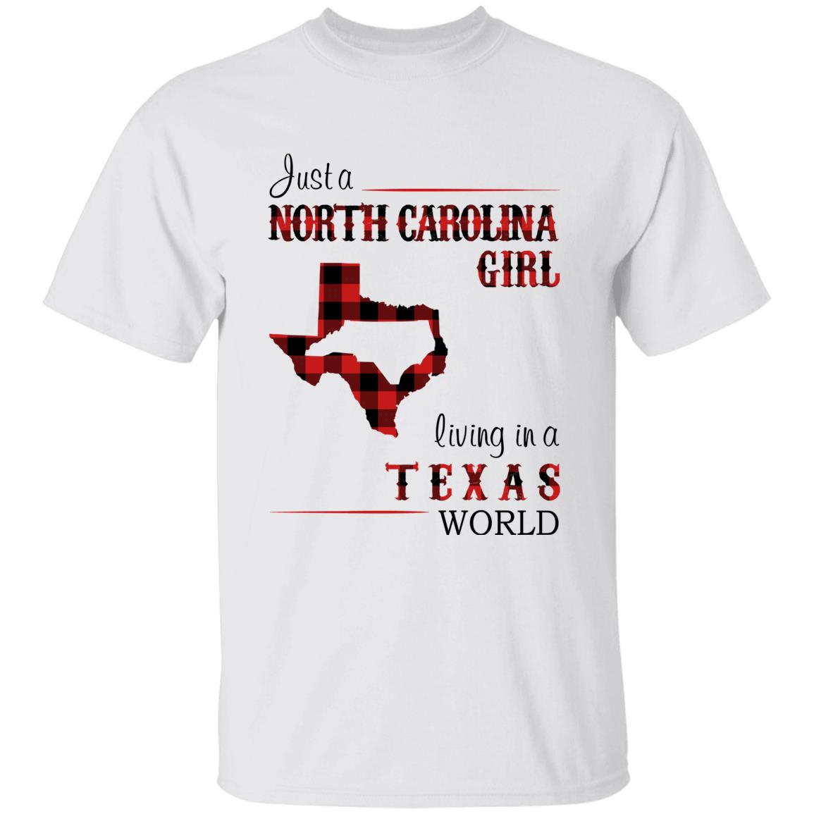 Just A North Carolina Girl Living In A Texas World T-shirt - T-shirt Born Live Plaid Red Teezalo