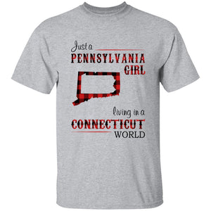 Just A Pennsylvania Girl Living In A Connecticut World T-shirt - T-shirt Born Live Plaid Red Teezalo