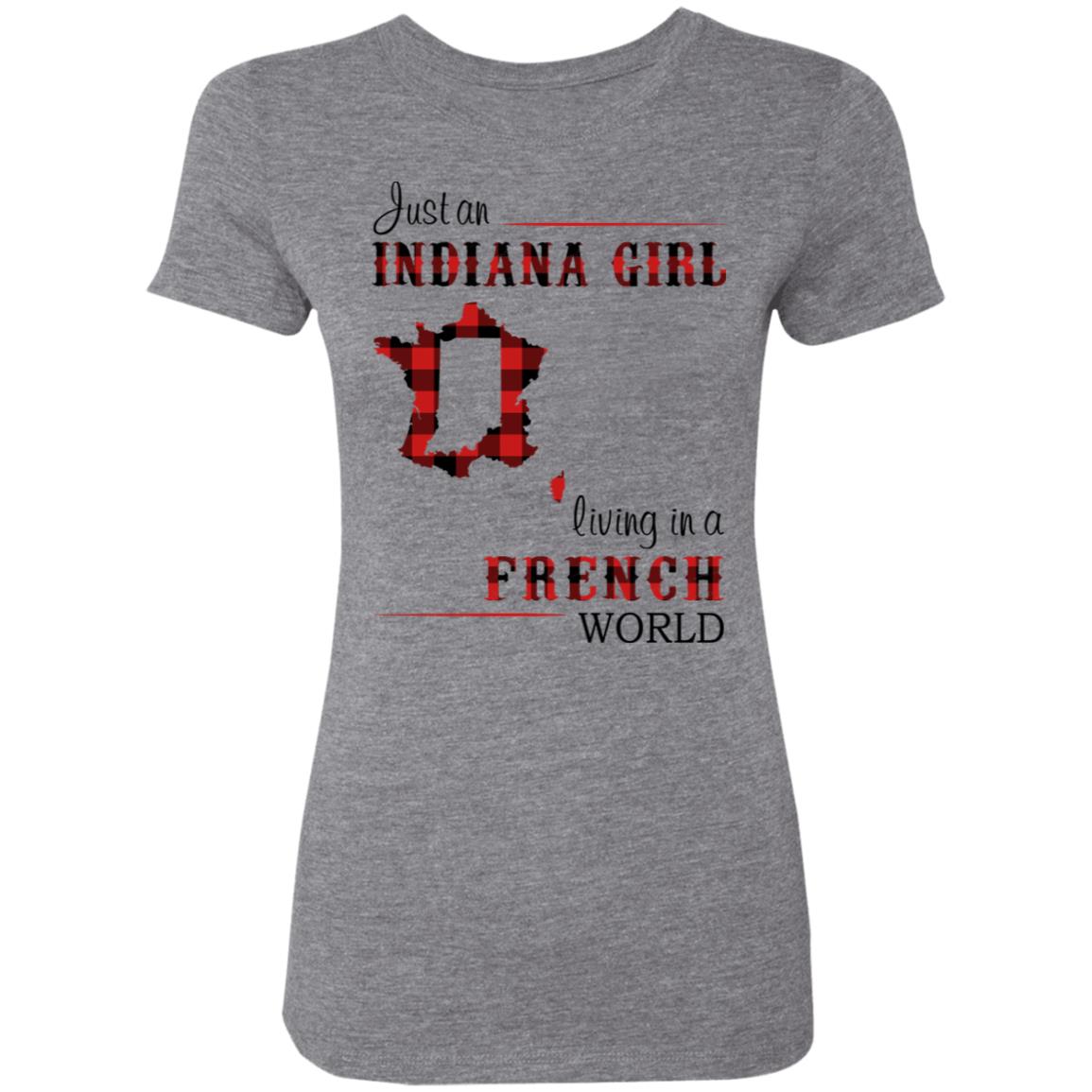 Just An Indiana Girl Living In A French World T- Shirt - T-shirt Born Live Plaid Red Teezalo