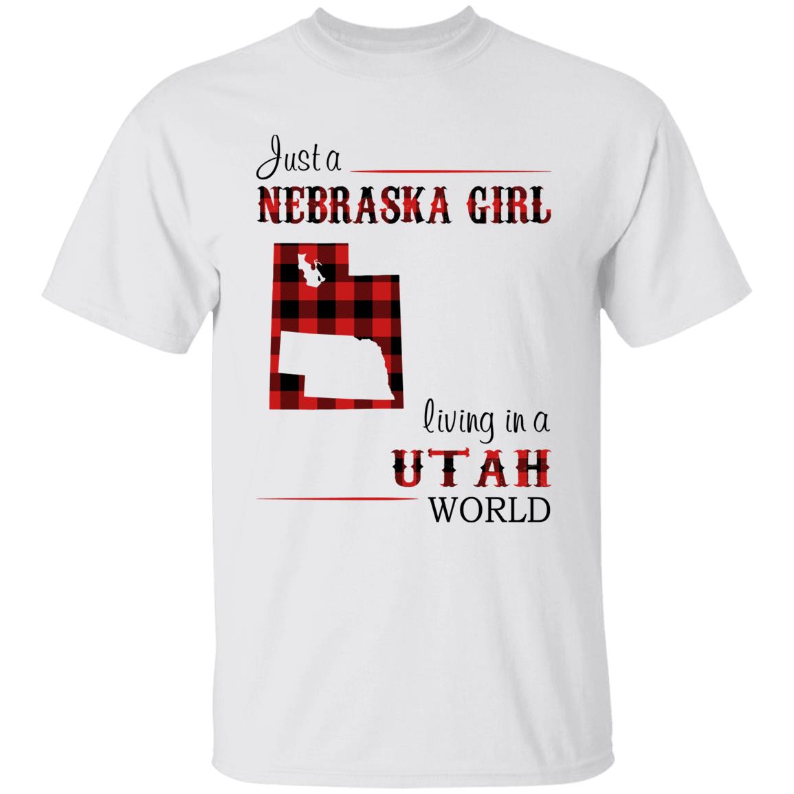 Just A Nebraska Girl Living In A Utah World T-shirt - T-shirt Born Live Plaid Red Teezalo