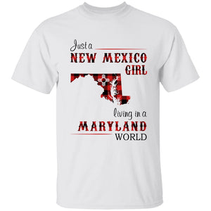 Just A New Mexico Girl Living In A Maryland World T-shirt - T-shirt Born Live Plaid Red Teezalo
