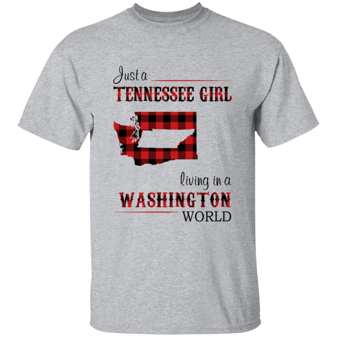 Just A Tennessee Girl Living In A Washington World T-shirt - T-shirt Born Live Plaid Red Teezalo