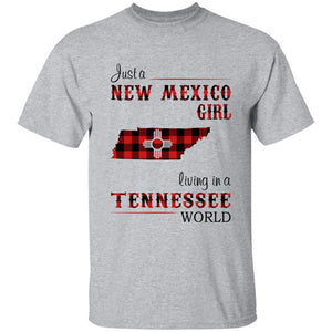 Just A New Mexico Girl Living In A Tennessee World T-shirt - T-shirt Born Live Plaid Red Teezalo