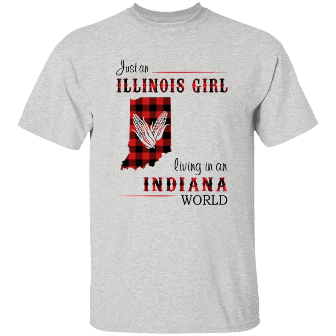 Just An Illinois Girl Living In An Indiana World T-shirt - T-shirt Born Live Plaid Red Teezalo