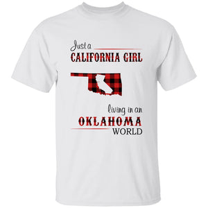 Just A California Girl Living In An Oklahoma World T-Shirt - T-shirt Born Live Plaid Red Teezalo