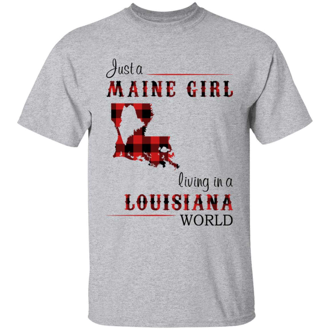 Just A Maine Girl Living In A Louisiana World T-shirt - T-shirt Born Live Plaid Red Teezalo