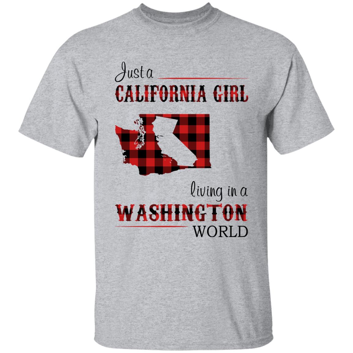 Just A California Girl Living In A Washington World T-shirt - T-shirt Born Live Plaid Red Teezalo