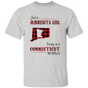 Just A Minnesota Girl Living In A Connecticut World T-shirt - T-shirt Born Live Plaid Red Teezalo