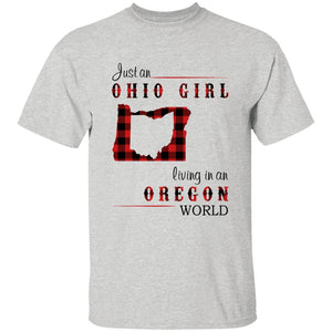 Just An Ohio Girl Living In An Oregon World T-shirt - T-shirt Born Live Plaid Red Teezalo