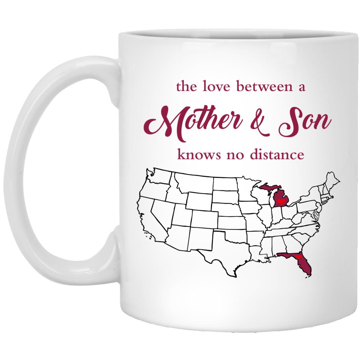 Florida Michigan The Love Between Mother And Son Mug - Mug Teezalo