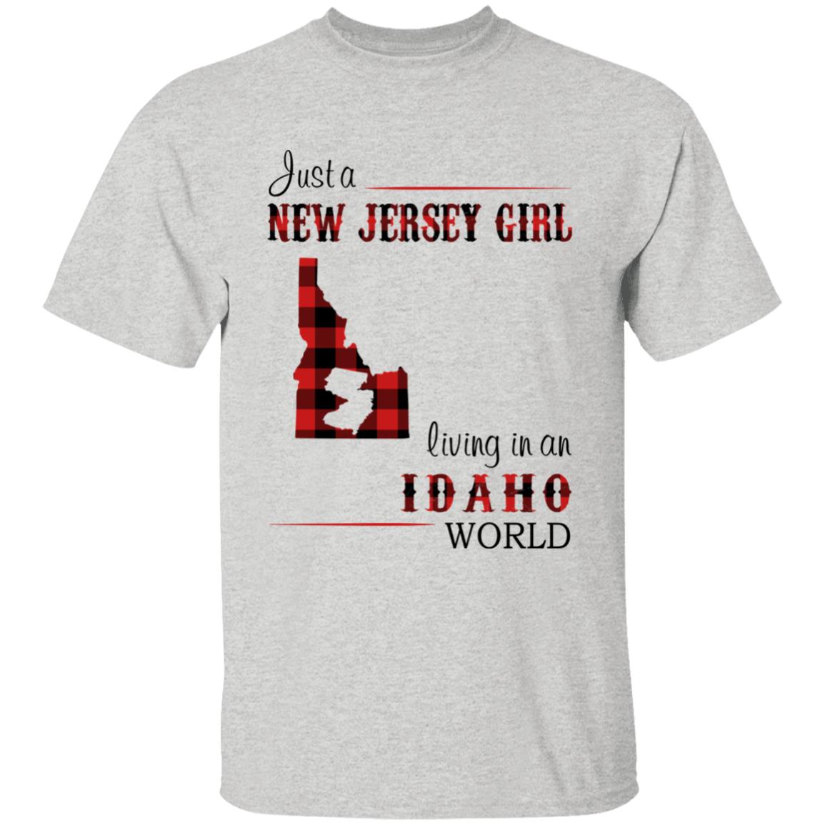Just A New Jersey Girl Living In An Idaho World T-shirt - T-shirt Born Live Plaid Red Teezalo