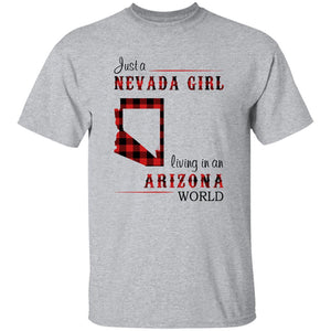 Just A Nevada Girl Living In An Arizona World T-shirt - T-shirt Born Live Plaid Red Teezalo
