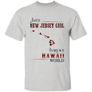 Just A New Jersey Girl Living In A Hawaii World T-shirt - T-shirt Born Live Plaid Red Teezalo
