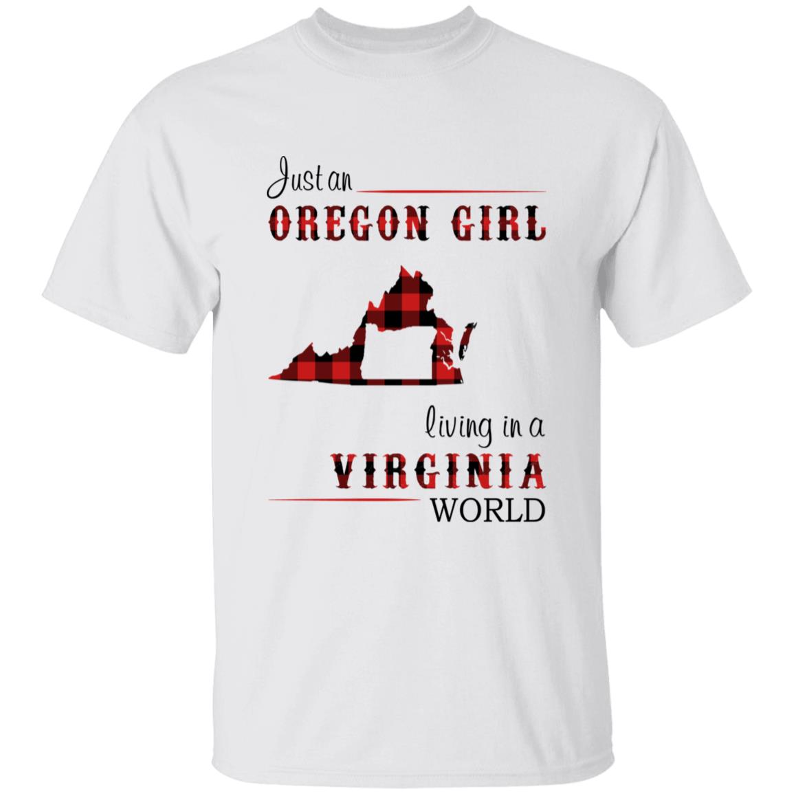 Just An Oregon Girl Living In A Virginia World T-shirt - T-shirt Born Live Plaid Red Teezalo