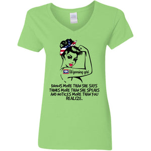 Wyoming Girl Knows More Than She Says T-Shirt - T-shirt Teezalo