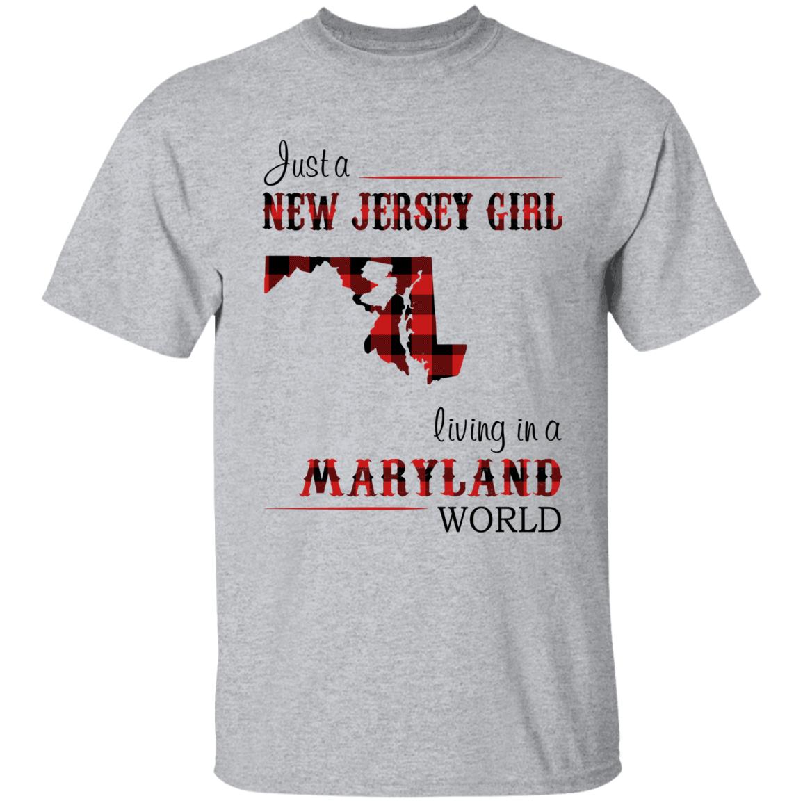 Just A New Jersey Girl Living In A Maryland World T-shirt - T-shirt Born Live Plaid Red Teezalo