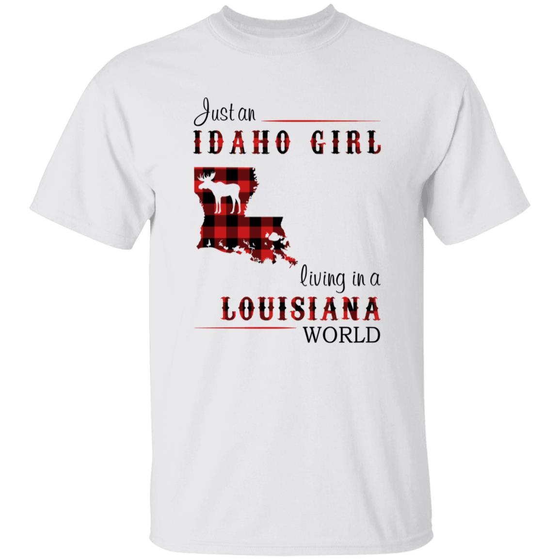 Just An Idaho Girl Living In A Louisiana World T-shirt - T-shirt Born Live Plaid Red Teezalo