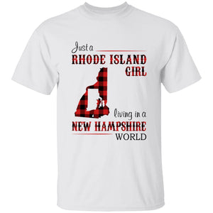 Just A Rhode Island  Girl Living In A New Hampshire World T-shirt - T-shirt Born Live Plaid Red Teezalo
