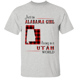 Just An Alabama Girl Living In A Utah World T-shirt - T-shirt Born Live Plaid Red Teezalo