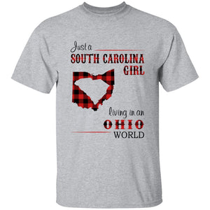 Just A South Carolina Girl Living In An Ohio World T-shirt - T-shirt Born Live Plaid Red Teezalo