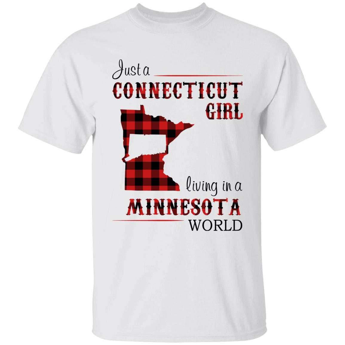 Just A Connecticut Girl Living In A Minnesota World T-shirt - T-shirt Born Live Plaid Red Teezalo