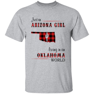 Just An Arizona Girl Living In An Oklahoma World T-shirt - T-shirt Born Live Plaid Red Teezalo