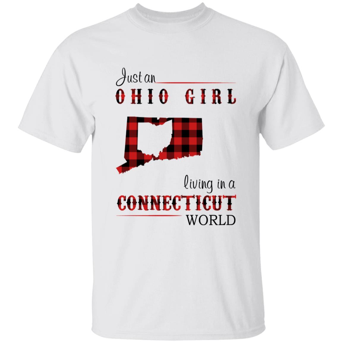 Just An Ohio Girl Living In A Connecticut World T-shirt - T-shirt Born Live Plaid Red Teezalo