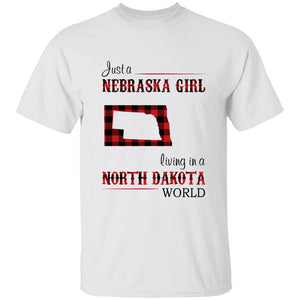 Just A Nebraska Girl Living In A North Dakota World T-shirt - T-shirt Born Live Plaid Red Teezalo