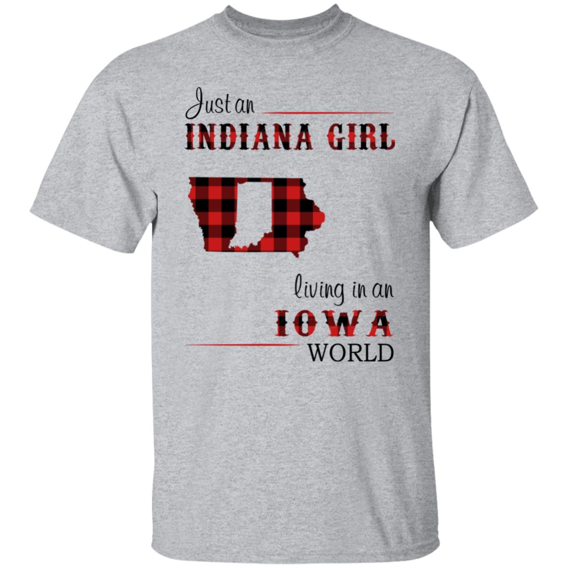 Just An Indiana Girl Living In An Iowa World T-Shirt - T-shirt Born Live Plaid Red Teezalo