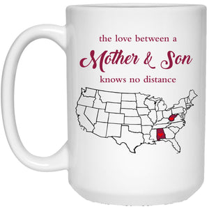 West Virginia Alabama The Love Between Mother And Son Mug - Mug Teezalo