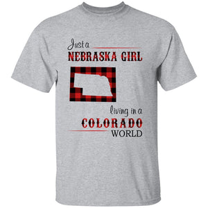 Just A Nebraska Girl Living In A Colorado World T-shirt - T-shirt Born Live Plaid Red Teezalo