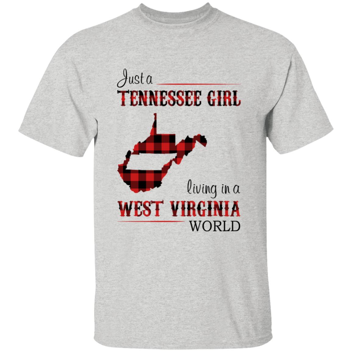 Just A Tennessee Girl Living In A West Virginia World T-shirt - T-shirt Born Live Plaid Red Teezalo