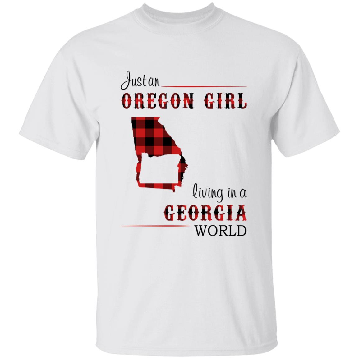 Just An Oregon Girl Living In A Georgia World T-shirt - T-shirt Born Live Plaid Red Teezalo