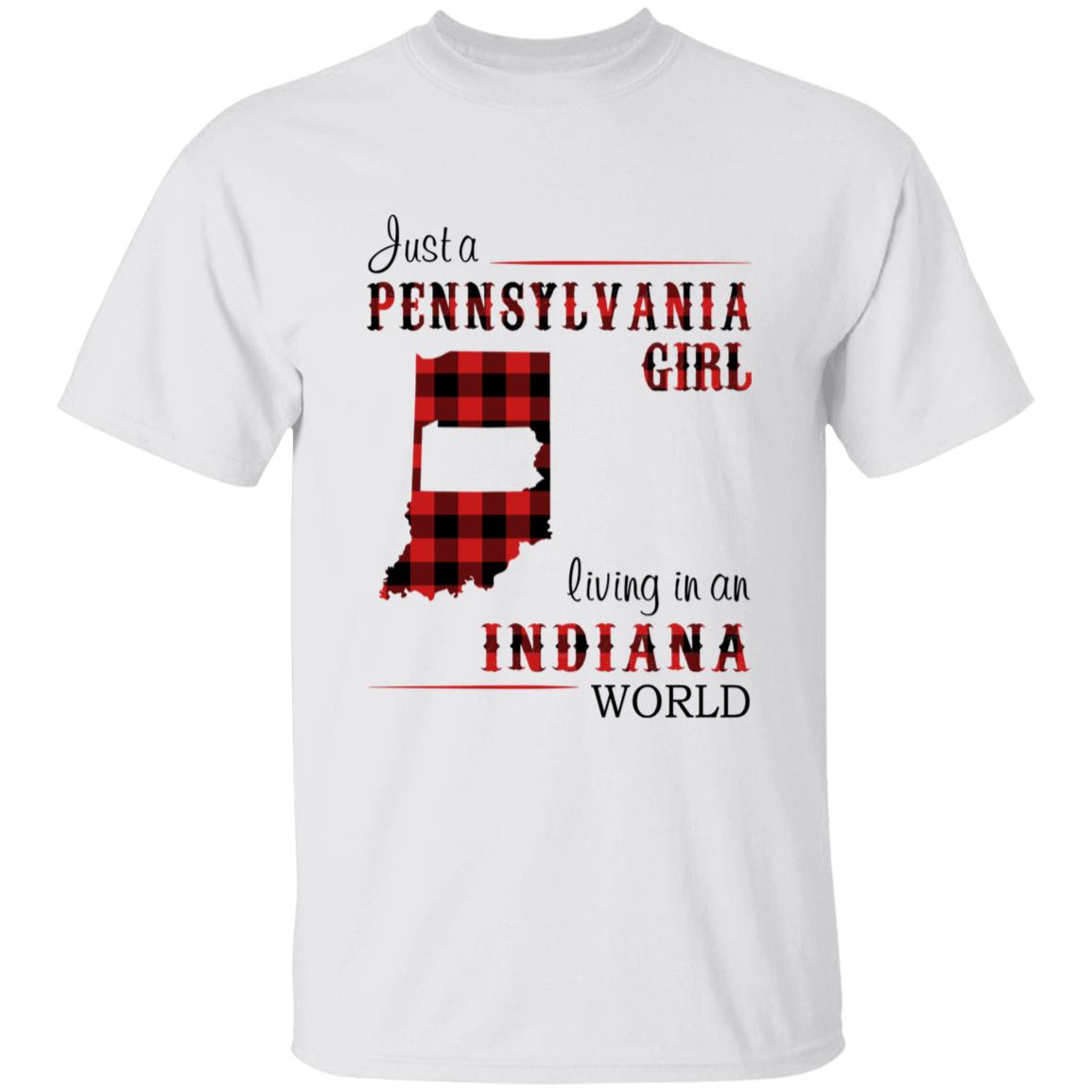 Just A Pennsylvania Girl Living In An Indiana World T-shirt - T-shirt Born Live Plaid Red Teezalo