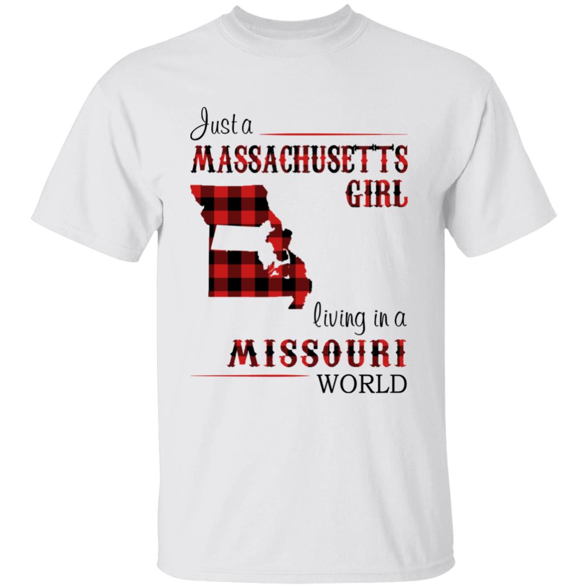 Just A Massachusetts Girl Living In A Missouri World T-shirt - T-shirt Born Live Plaid Red Teezalo
