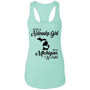 Just A Nebraska Girl In A Michigan World T-Shirt - T-shirt Teezalo