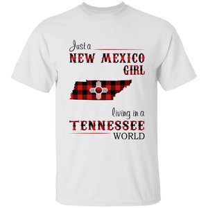 Just A New Mexico Girl Living In A Tennessee World T-shirt - T-shirt Born Live Plaid Red Teezalo