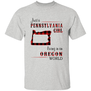 Just A Pennsylvania Girl Living In An Oregon World T-shirt - T-shirt Born Live Plaid Red Teezalo