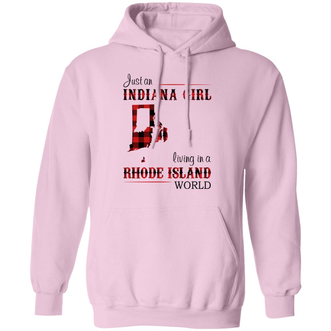 Just An Indiana Girl Living In A Rhode Island World T-Shirt - T-shirt Born Live Plaid Red Teezalo