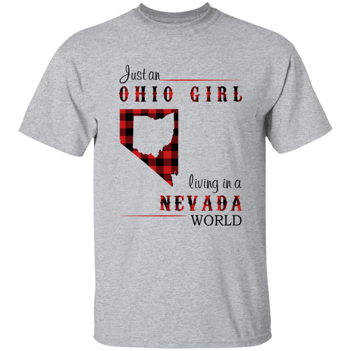 Just An Ohio Girl Living In A Nevada World T-shirt - T-shirt Born Live Plaid Red Teezalo