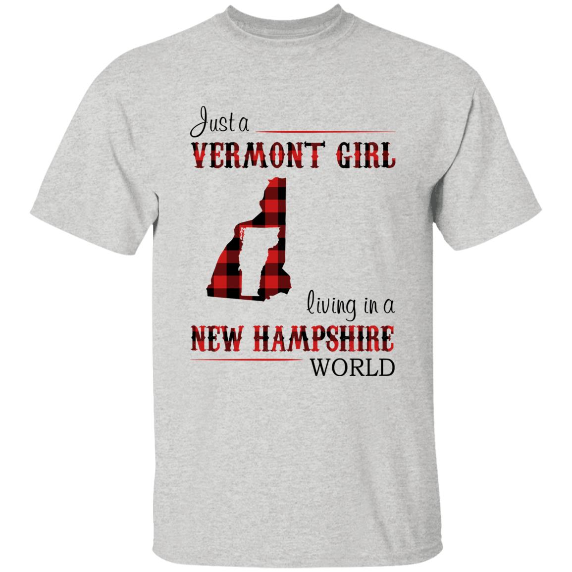 Just A Vermont Girl Living In A New Hampshire World T-shirt - T-shirt Born Live Plaid Red Teezalo